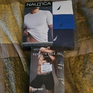 1-3 Pack Nautica T-Shirts & 1- 3 Pack Kenneth Cole Boxer Briefs.Med.NEW UNOPENED